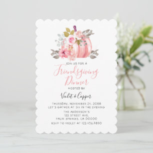 Invitación de Friendsgiving en acuarela con peonía