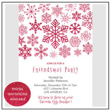 Invitación de Friendsmas Copos de Nieve de Navidad