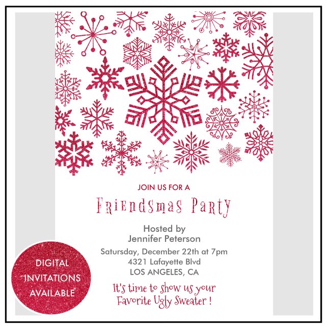 Invitación de Friendsmas Copos de Nieve de Navidad (Subido por el creador)