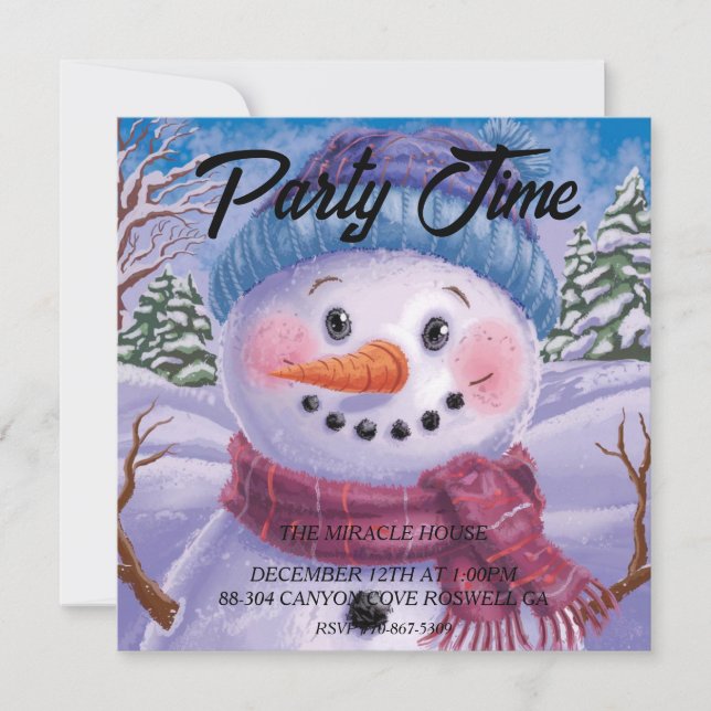 Invitación de Frosty el Hombre de Nieve (Anverso)