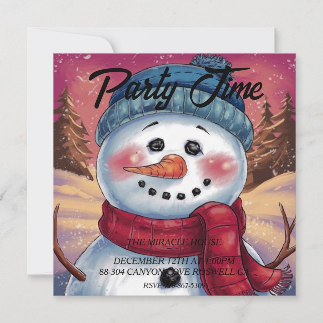 Invitación de Frosty el Muñeco de Nieve (Anverso)