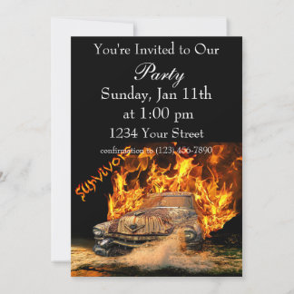 invitación de fuego de fiesta de Hot Rod
