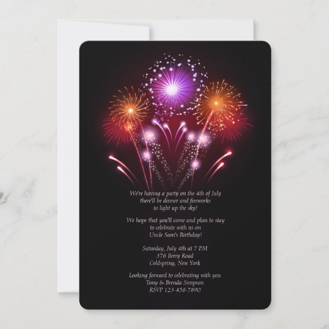 Invitación de Fuegos Artificiales (Anverso)