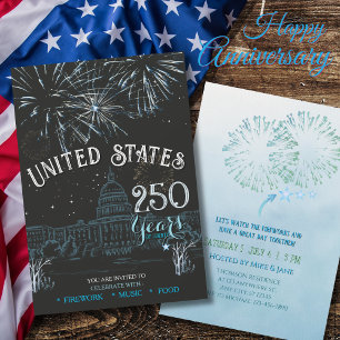 Invitación de Fuegos Artificiales Clásico Azul US 