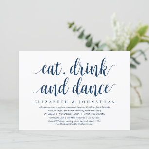 Invitación de fuga de boda, comer, beber y bailar