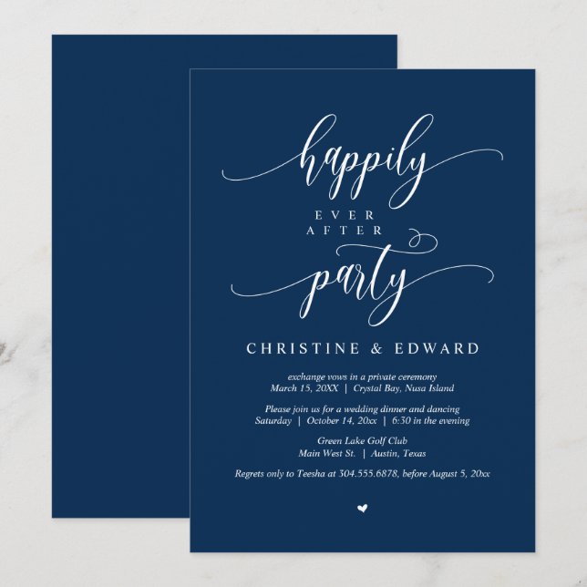 Invitación de fuga de boda, fiesta de felices para (Anverso / Reverso)