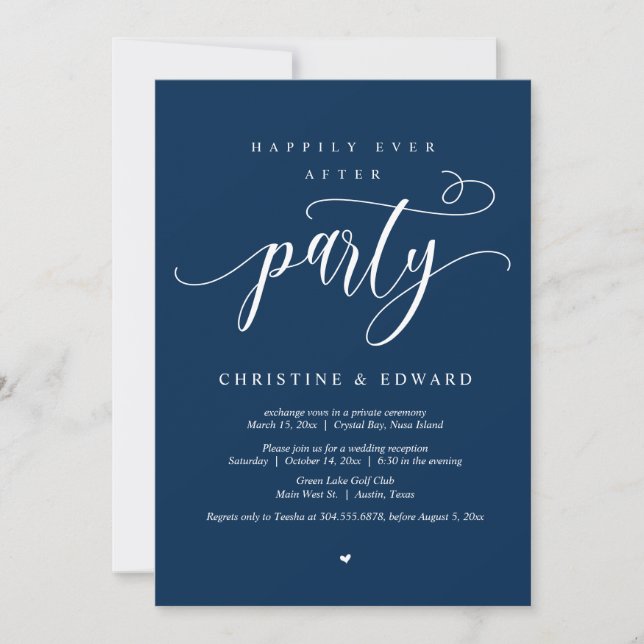 Invitación de fuga de boda, fiesta de feliz para s (Anverso)