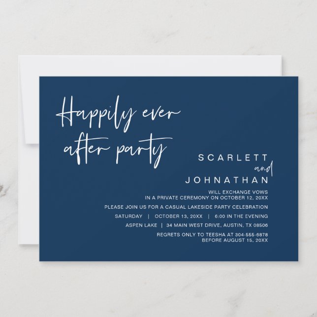 Invitación de fuga de boda, fiesta feliz para siem (Anverso)