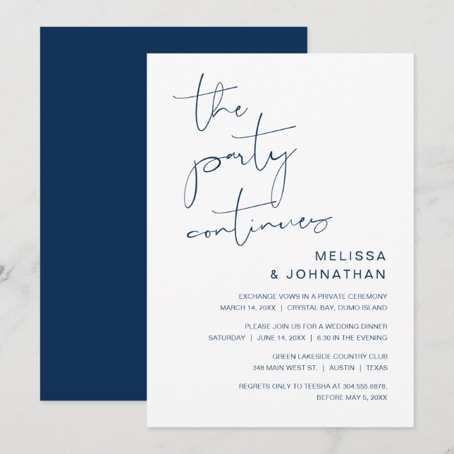 Invitación de fuga de novios, La fiesta continúa (Anverso / Reverso)