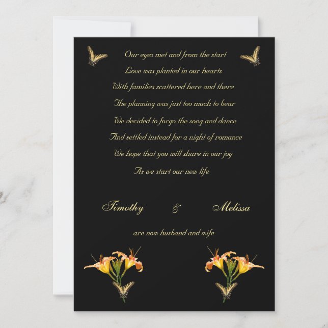 Invitación de fumigación de Lilies y Butterflies (Anverso)