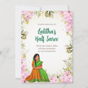 Invitación de función de Saree india de medio Sare