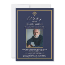 Invitación de funeral azul marino de dinero antigu