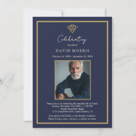 Invitación de funeral azul marino de dinero antigu