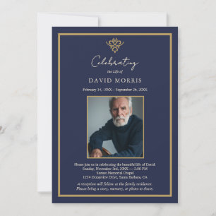 Invitación de funeral azul marino de dinero antigu