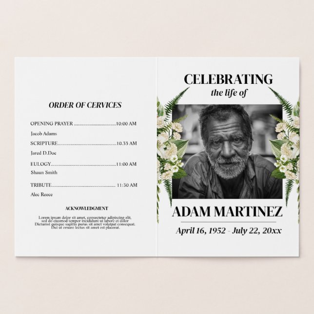 Invitación de funeral Celebración de la vida flora (Interior)