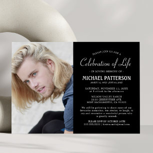 Invitación de funeral con foto para celebración de