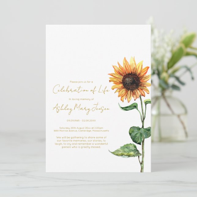 Invitación de funeral de celebración de la vida de (Anverso de pie)