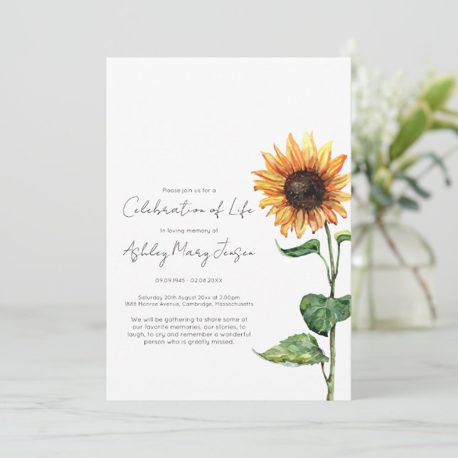 Invitación de funeral de celebración de la vida de (Anverso de pie)