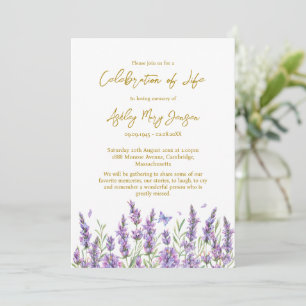Invitación de funeral de celebración de vida de la
