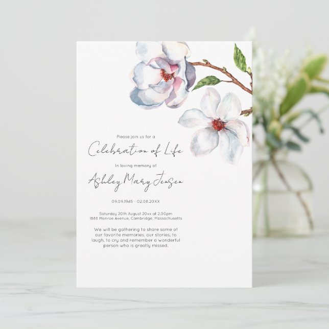 Invitación de funeral de celebración de vida de ma (Anverso de pie)
