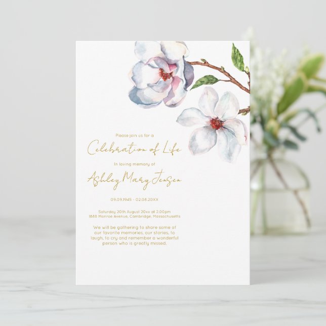 Invitación de funeral de celebración de vida de ma (Anverso de pie)
