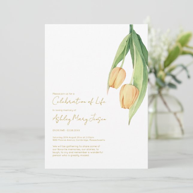 Invitación de funeral de celebración de vida de tu (Anverso de pie)