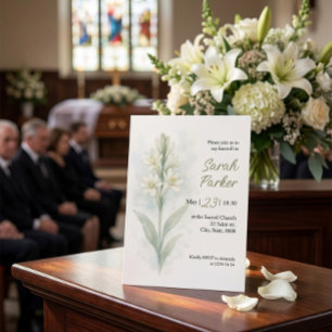 Invitación de Funeral de Tuberose Acuarela Blanca