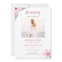 Invitación de funeral floral rosa Celebración de l