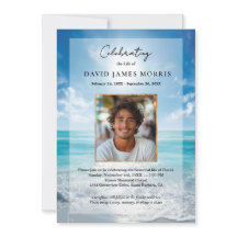 Invitación de funeral personalizada cielo azul