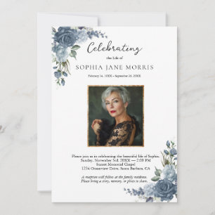 Invitación de Funeral Personalizada en Azul Polvor
