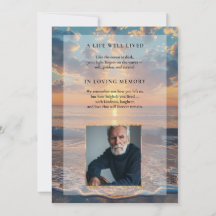 Invitación de funeral personalizada para puesta de