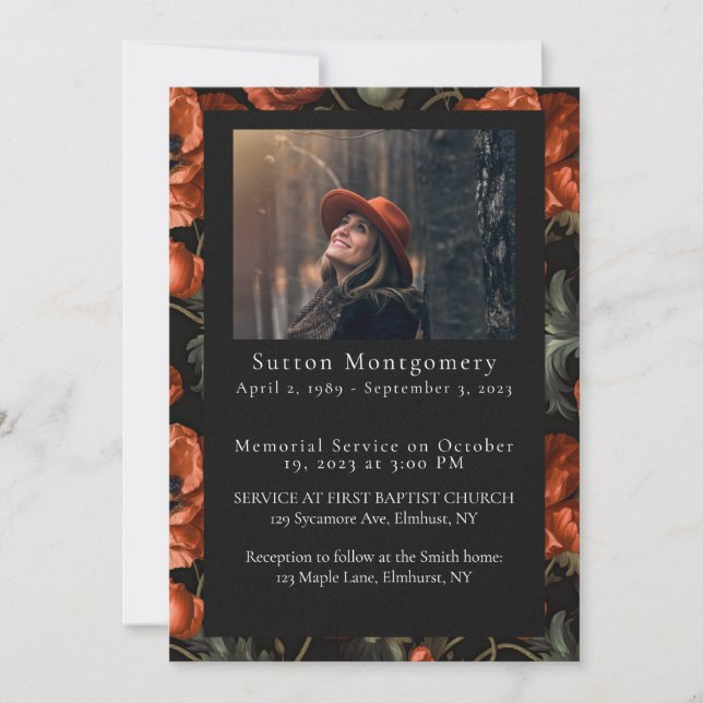 Invitación de funerales de fotografía con melodía  (Anverso)