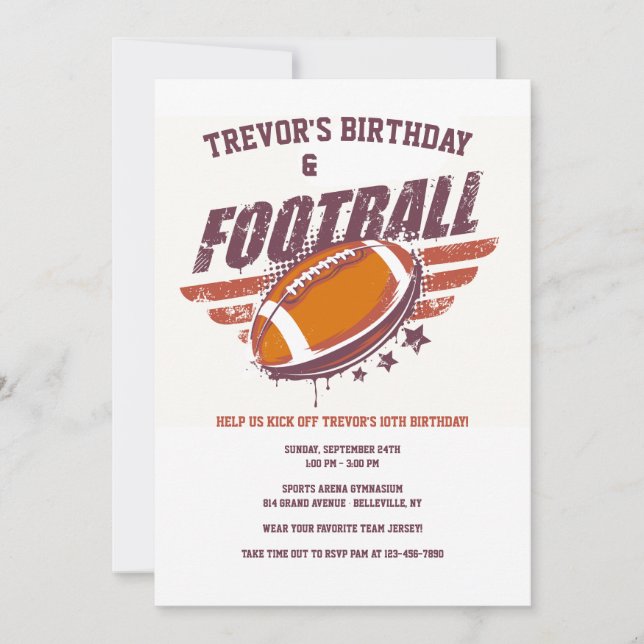 Invitación de Fútbol Americano (Anverso)