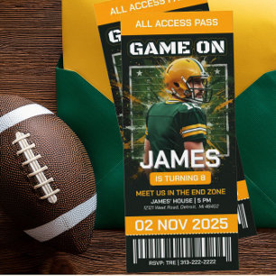 Invitación de fútbol editable verde y amarillo