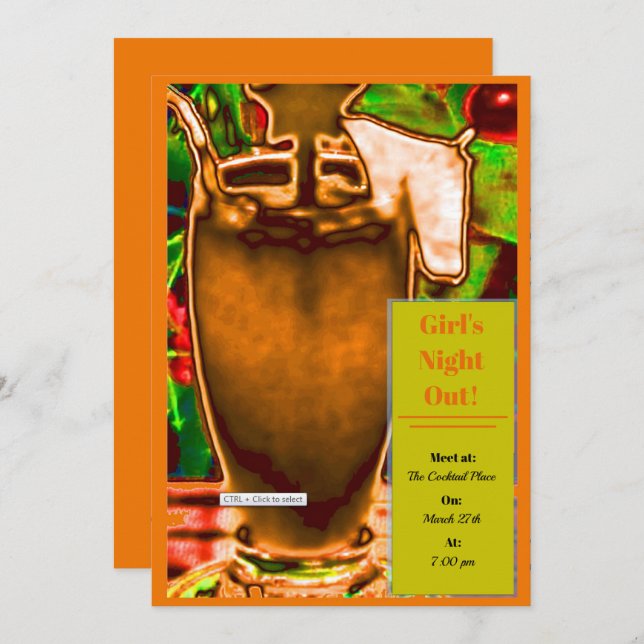 Invitación de Fuzzy Navel (Anverso / Reverso)