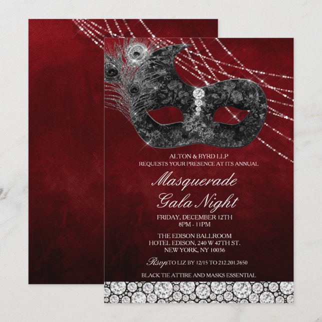 Invitación de gala de disfraz de negocios corporat (Anverso / Reverso)