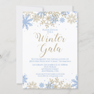 Invitación de Gala de Invierno Azul y Dorado