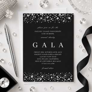 Invitación de gala Diamante Brillo Corbata Negra