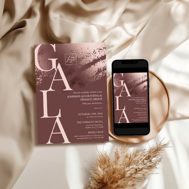 Invitación de gala empresarial editable de bronce  (Stylish bronze editable business gala einvite)
