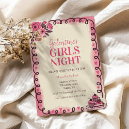 Invitación de Galentine con borde de volutas
