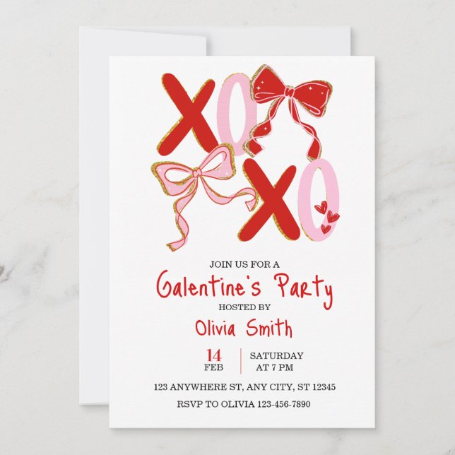 invitación de Galentine’s Day linda xo, invitación (Anverso)
