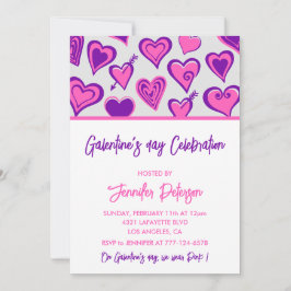 Invitación de Galentines amigas Morados San Valent