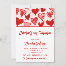 Invitación de Galentines Brunch rosa y rojo Amigas