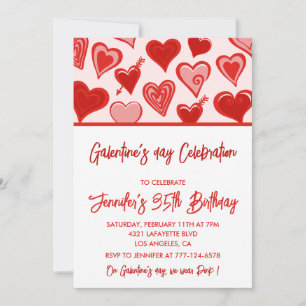 Invitación de Galentines Brunch rosa y rojo Amigas