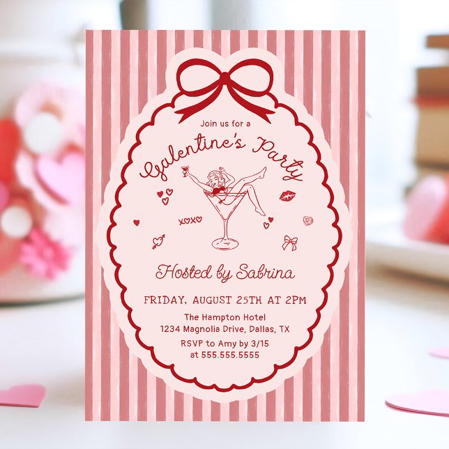 Invitación de Galentine's Day con arco dibujado a  (Subido por el creador)