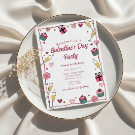 Invitación de Galentine's de champán dorado