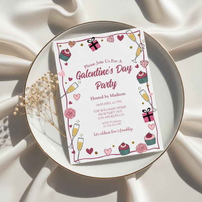 Invitación de Galentine's de champán dorado (Galentines Day Invitation)