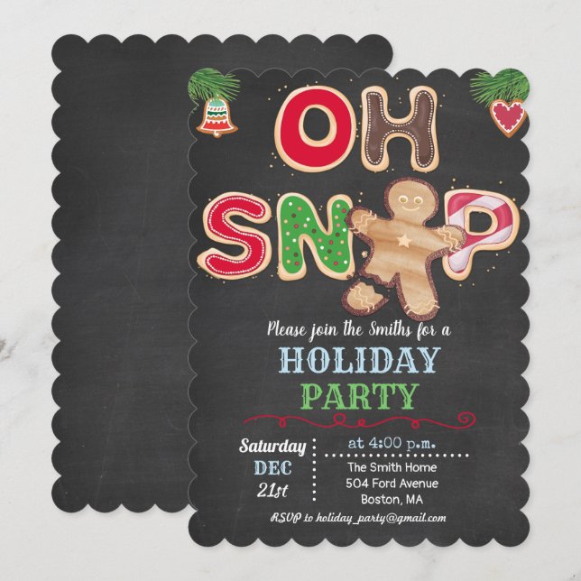 Invitación de galleta de jengibre Holiday Oh Snap (Anverso / Reverso)