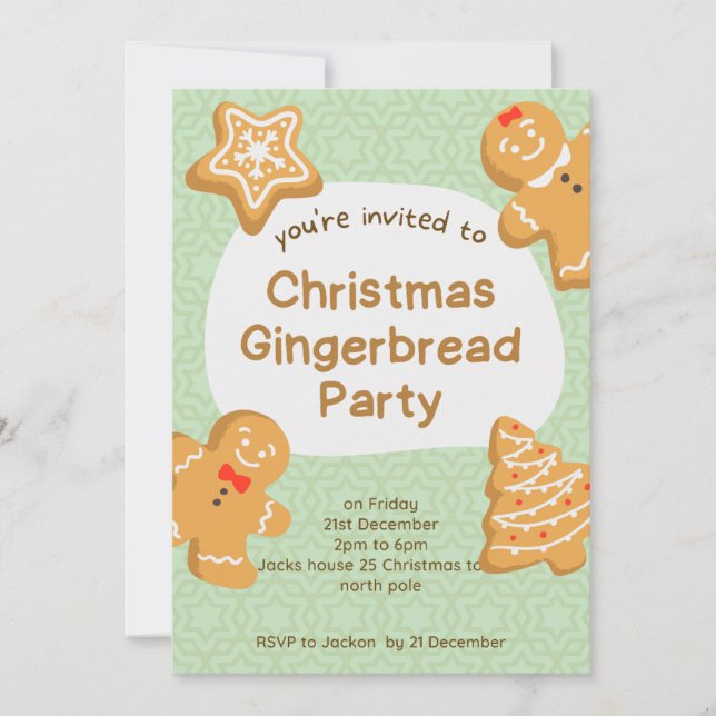 Invitación de Galletas de Jengibre Navideñas Dulce (Anverso)