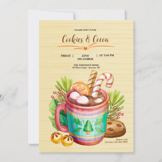 Invitación de Galletas y Cacao (Anverso)